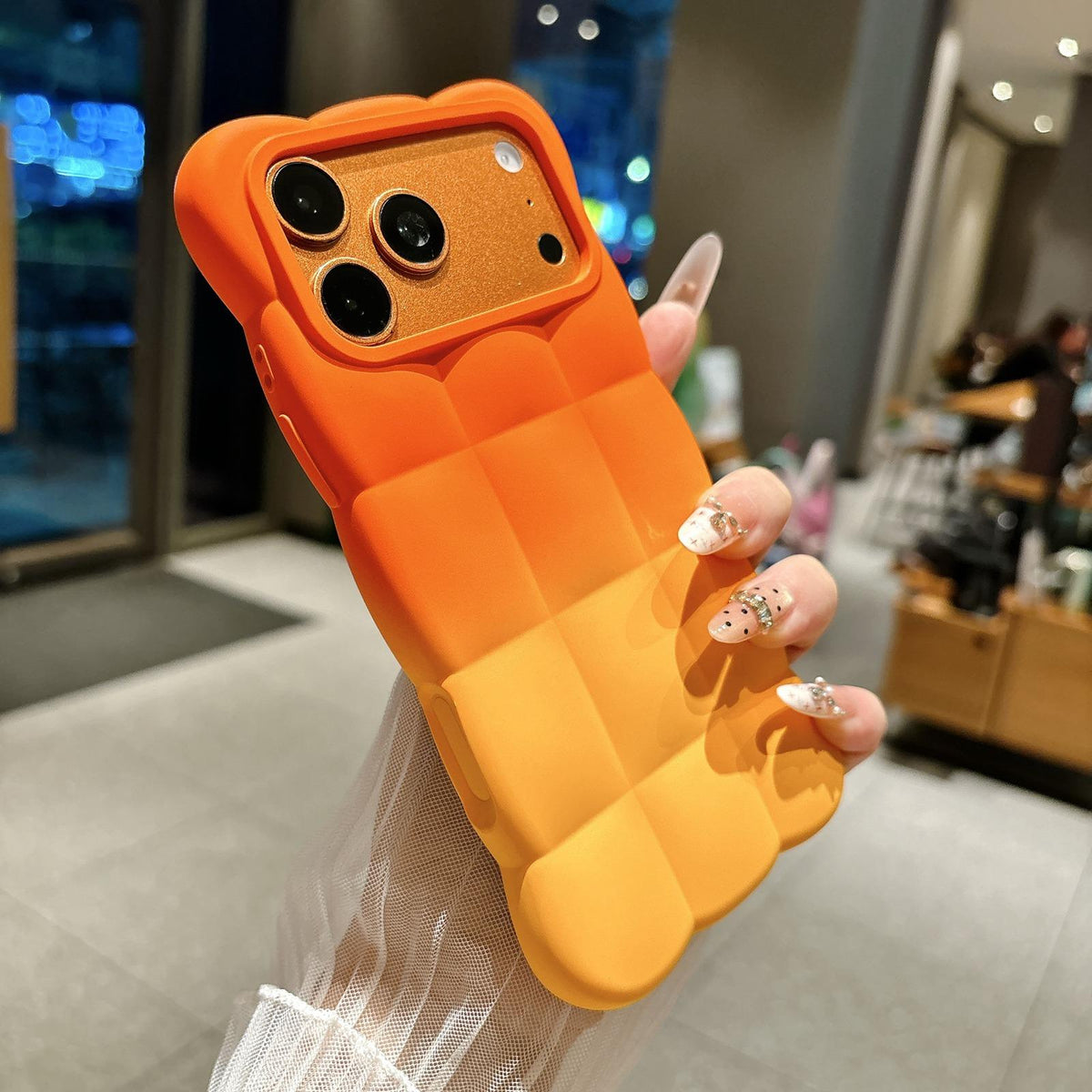 Compatible with iPhone 18 Pro Max Gradient Cloud Square TPU Phone Case - Orange Yellow