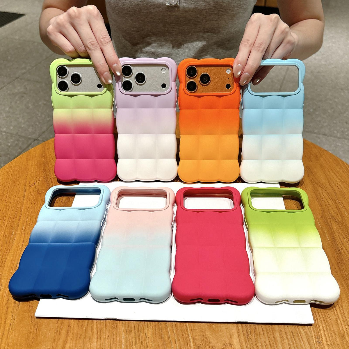 Compatible with iPhone 18 Pro Max Gradient Cloud Square TPU Phone Case - Pink Blue