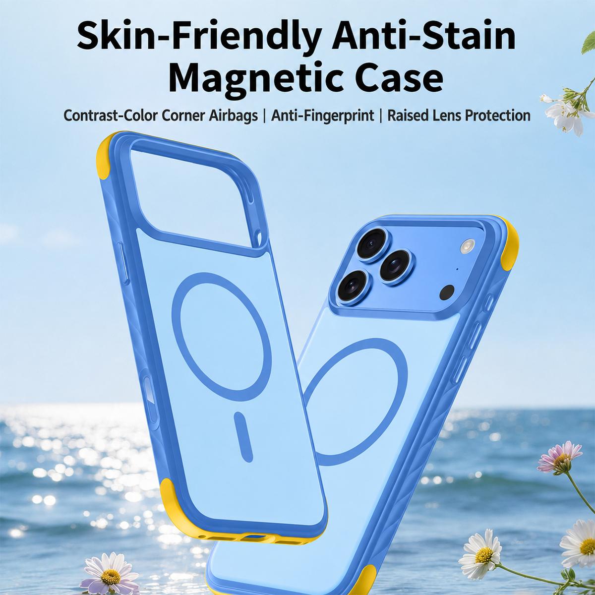 Compatible with iPhone 18 Pro Max Magnetic Shockproof Protective Phone Case - Blue