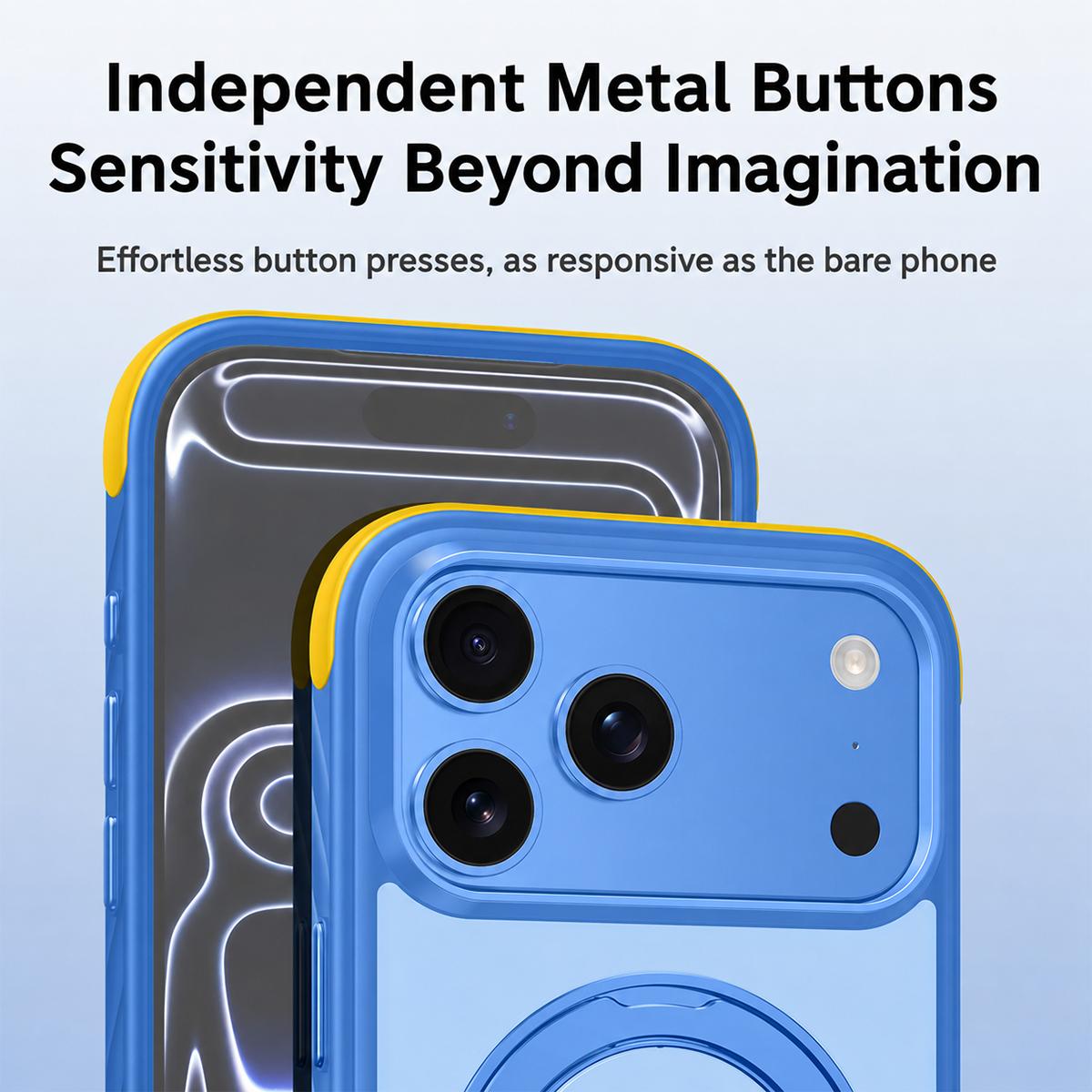 Compatible with iPhone 18 Pro Max Magnetic Shockproof Protective Phone Case with 360 Degree Rotating Holder - Blue