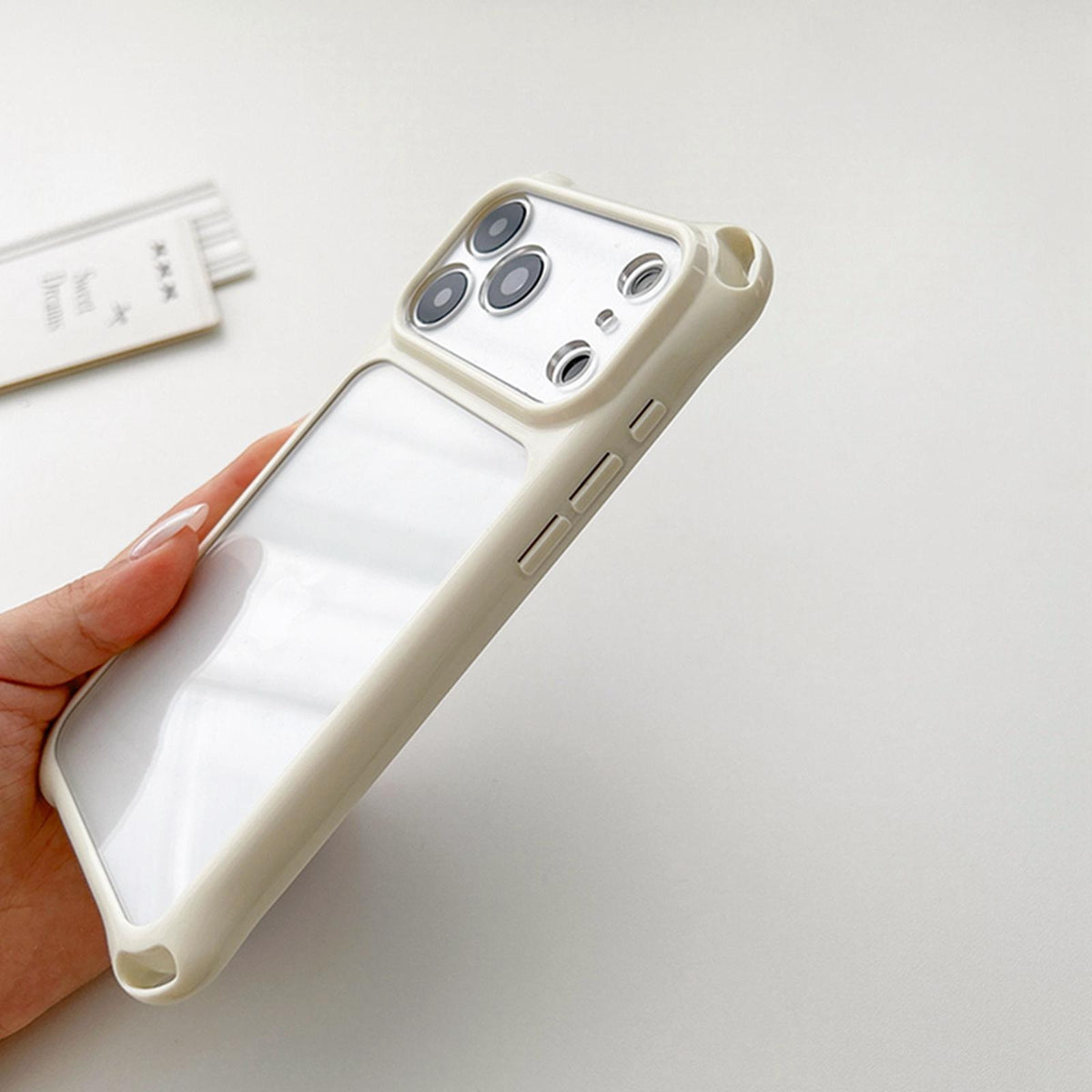 Compatible with iPhone 18 Pro Max Four-corners Lanyard Holes Acrylic Dual-Layer TPU Phone Case - Light Green