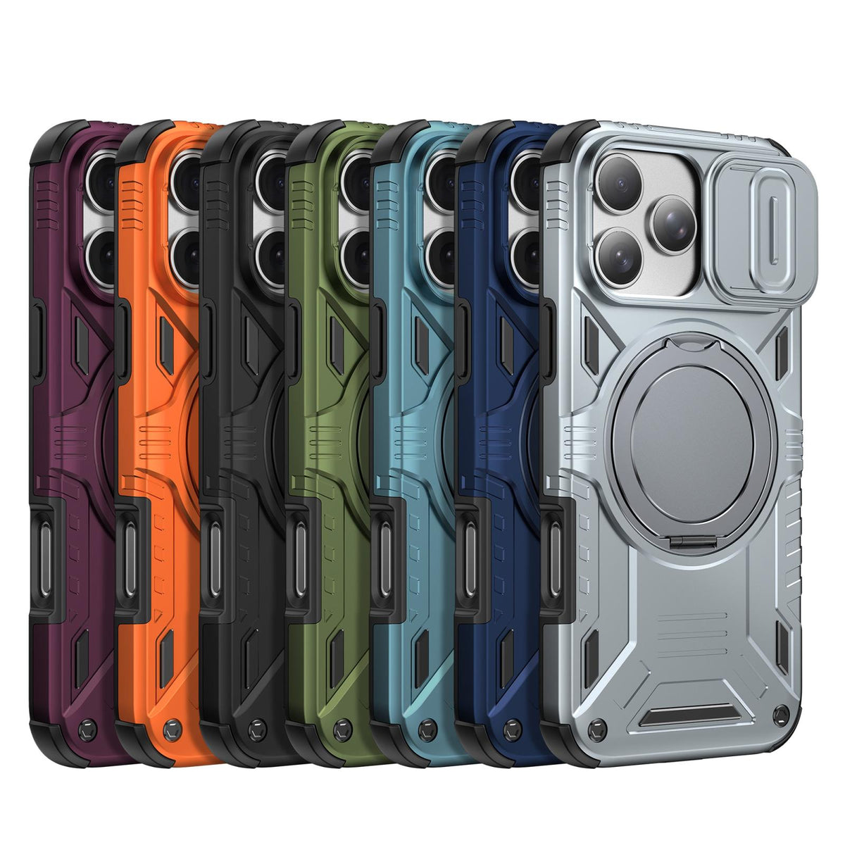 Compatible with iPhone 18 Pro Max Sliding Camshield Magnetic Rotation Holder Phone Case - Black