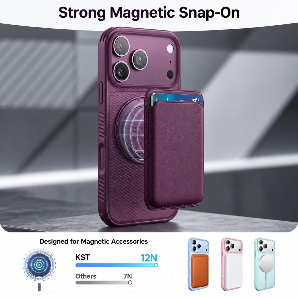 Compatible with iPhone 18 Pro Max Dots Skin Feel Magnetic Phone Case with 360 Rotating Holder - Pink