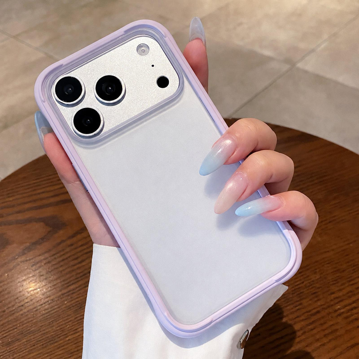 Compatible with iPhone 18 Pro Max Silicone Frame Bumper Frosted Back Panel Phone Case - Morandi Purple