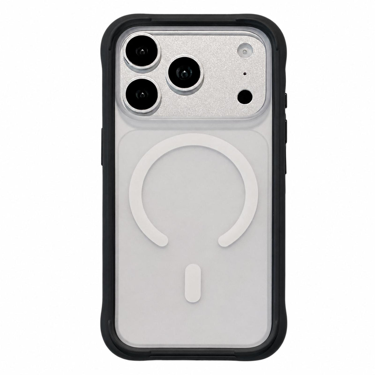 Compatible with iPhone 18 Pro Max Silicone Frame Bumper Magnetic Frosted Back Panel Phone Case - Black
