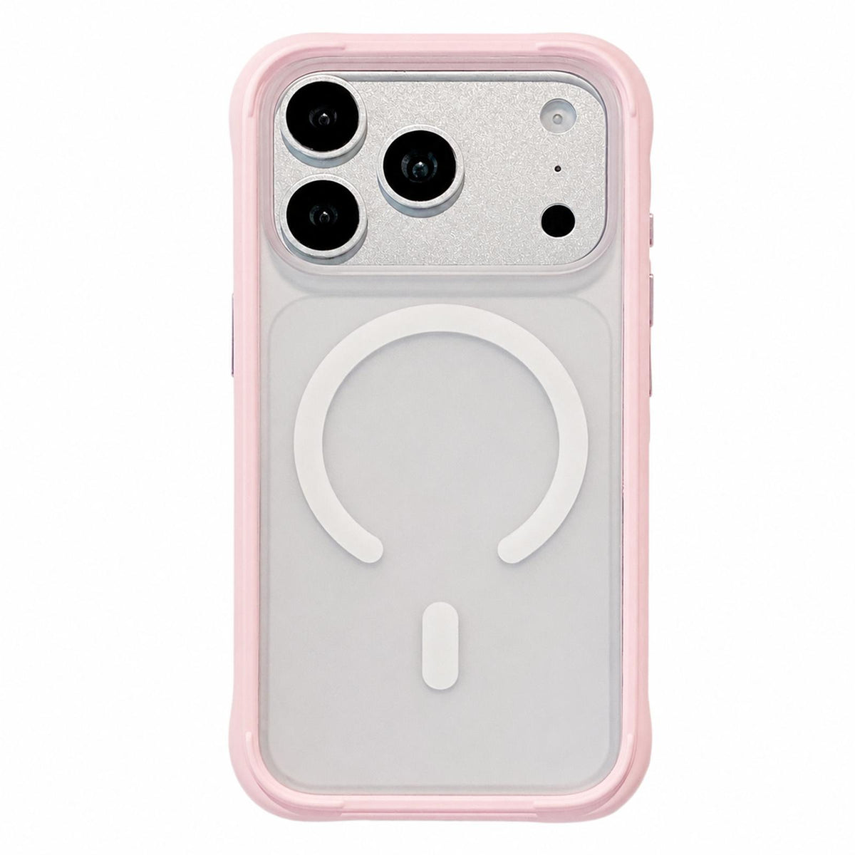 Compatible with iPhone 18 Pro Max Silicone Frame Bumper Magnetic Frosted Back Panel Phone Case - Grey Pink