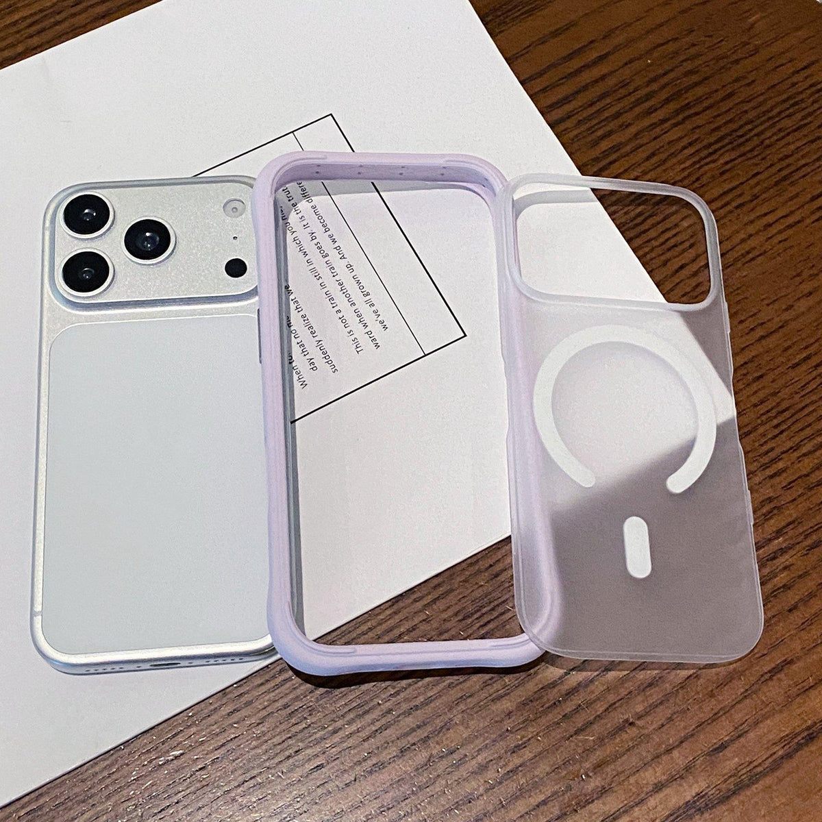 Compatible with iPhone 18 Pro Max Silicone Frame Bumper Magnetic Frosted Back Panel Phone Case - Purple
