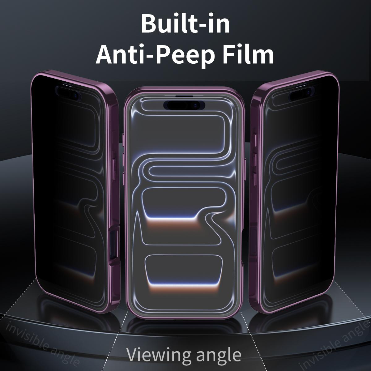 Compatible with iPhone 18 Pro Max Privacy Screen Film Full Cover MagSafe Holder Phone Case - Black