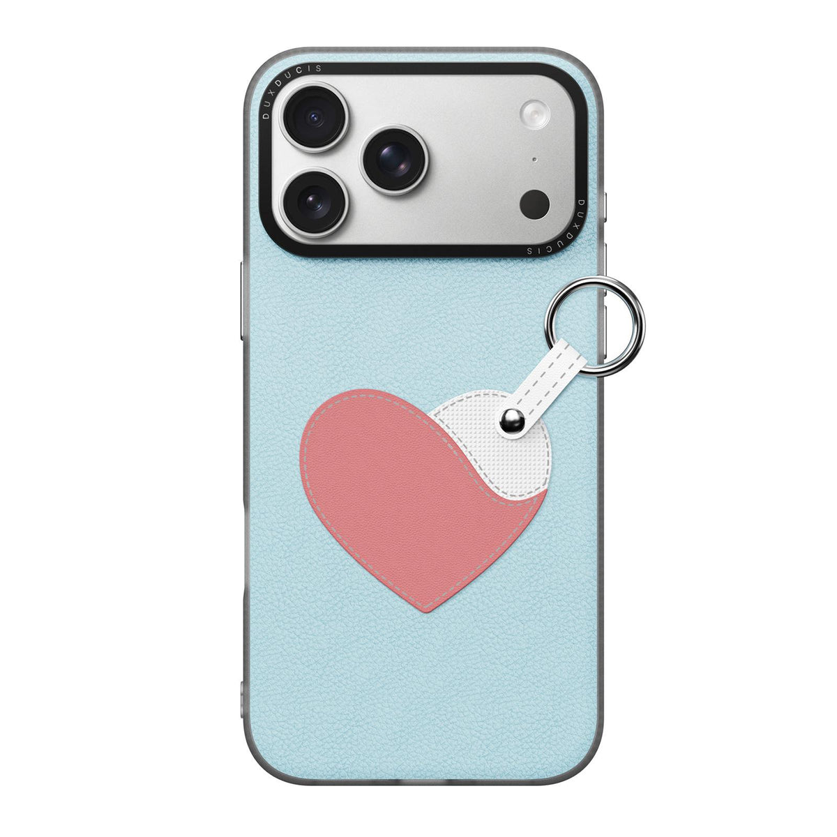 Compatible with iPhone 18 Pro Max & 17 Pro Max DUX DUCIS LUVY Series Ring Phone Case with Lanyard - Sky Blue Heart