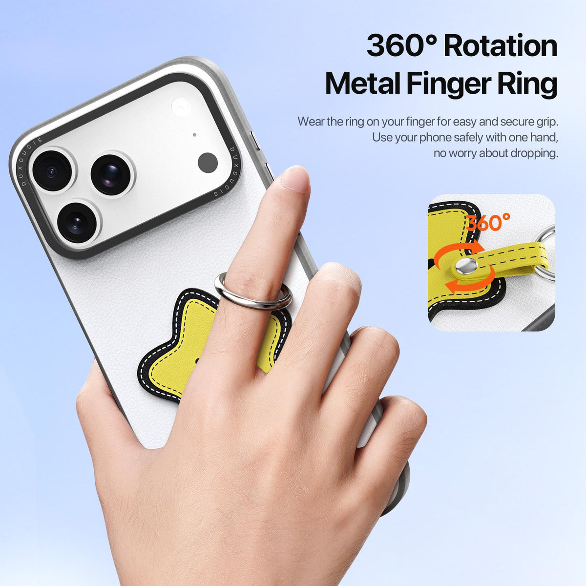 Compatible with iPhone 18 Pro Max & 17 Pro Max DUX DUCIS LUVY Series Ring Phone Case with Lanyard - Snow White Star