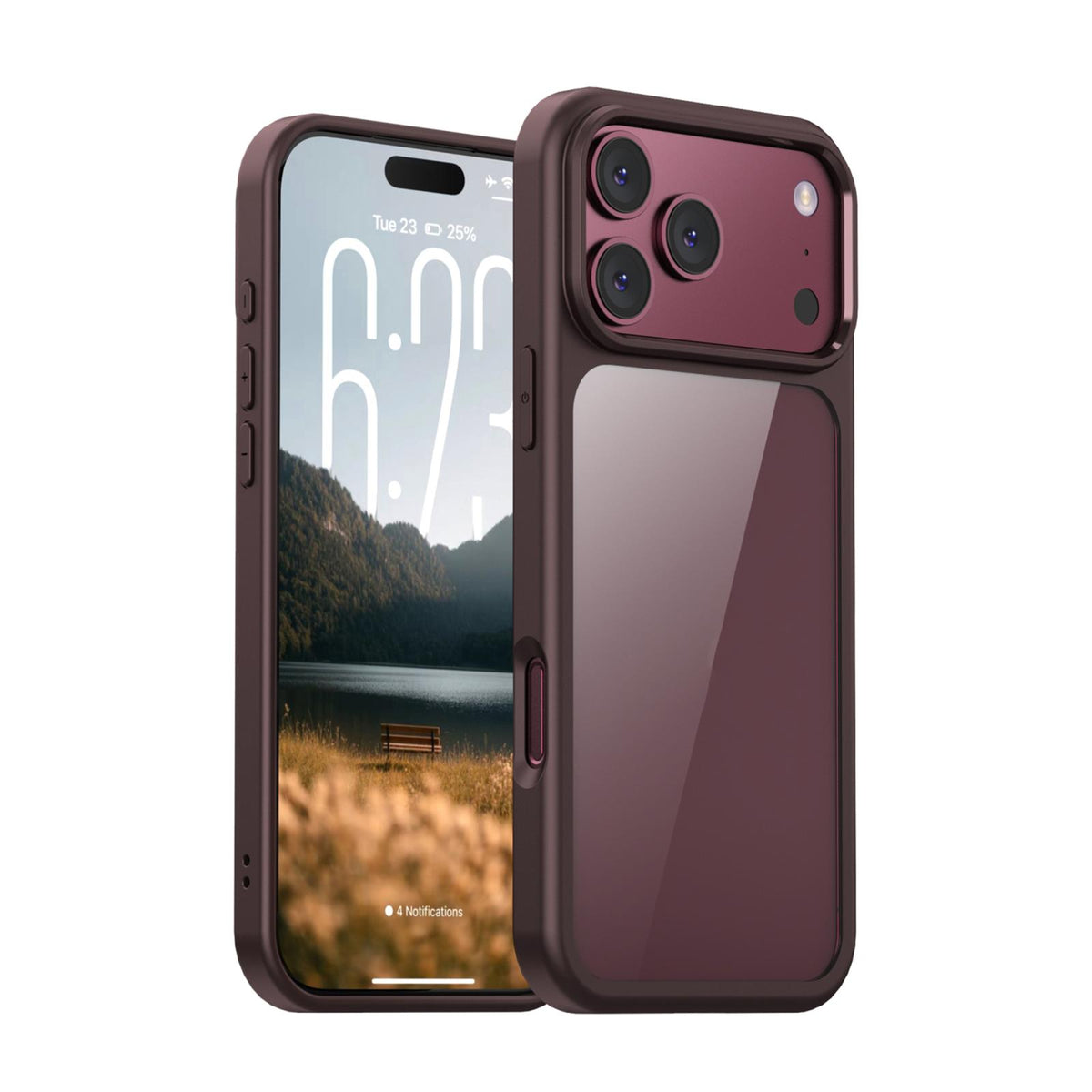 Compatible with iPhone 18 Pro Max iPAKY Bright Color Series Shockproof PC+TPU Phone Case - Wine Red