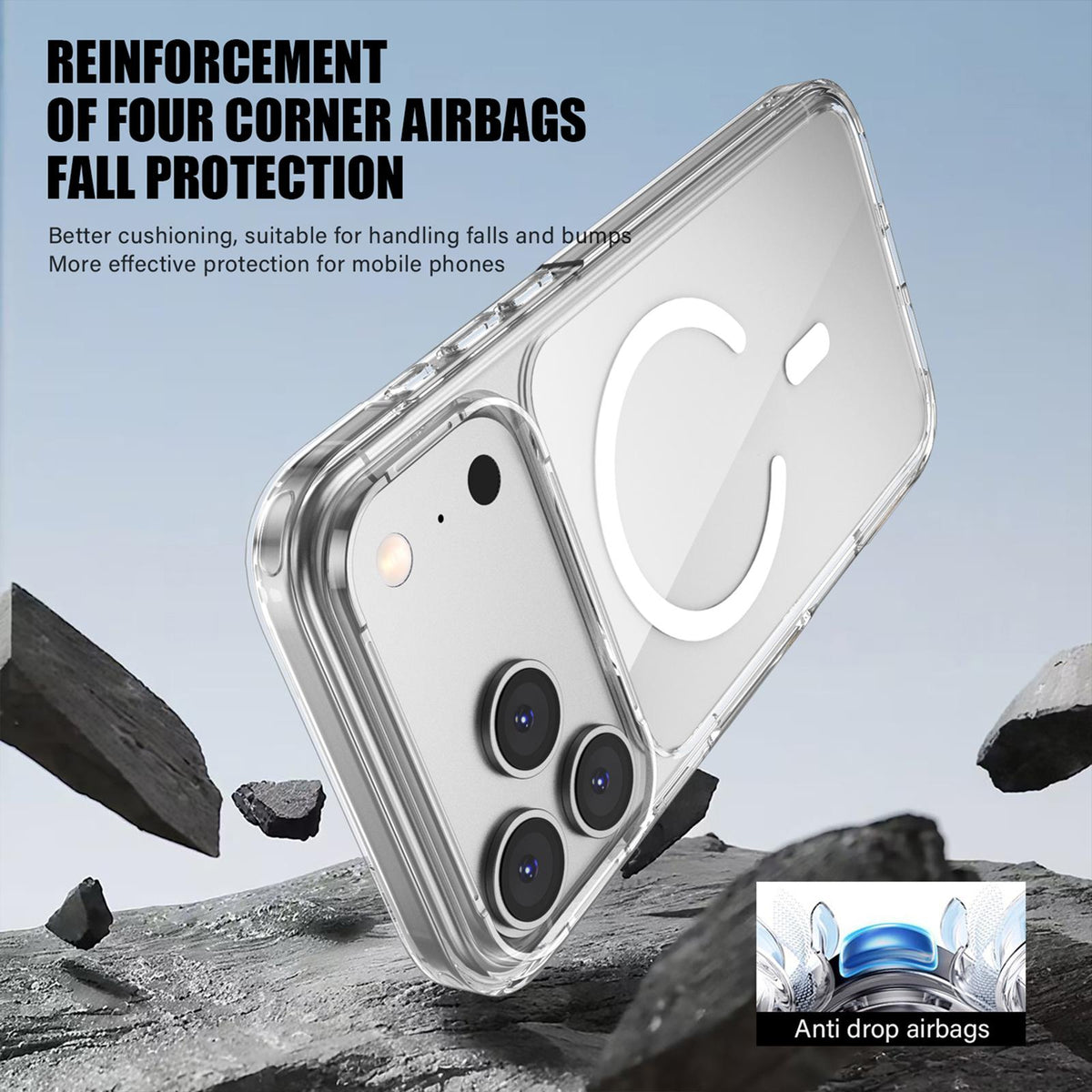 Compatible with iPhone 18 Pro Max & 17 Pro Max iPAKY Aurora Series Magnetic PC Dual-Layer TPU Phone Case - Transparent