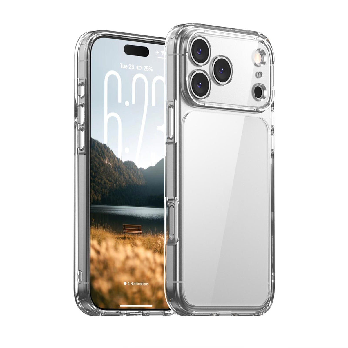 Compatible with iPhone 18 Pro Max iPAKY Aurora Series Precision-Cut Shockproof PC Dual-Layer TPU Phone Case - Transparent