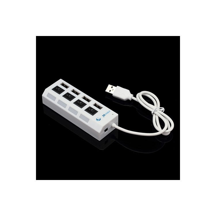 4 Port Hi-Speed USB 2.0 HUB w/ ON/OFF Switch for Laptop PC - White