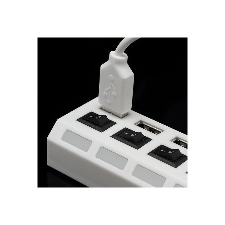 4 Port Hi-Speed USB 2.0 HUB w/ ON/OFF Switch for Laptop PC - White