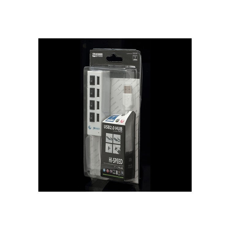 4 Port Hi-Speed USB 2.0 HUB w/ ON/OFF Switch for Laptop PC - White