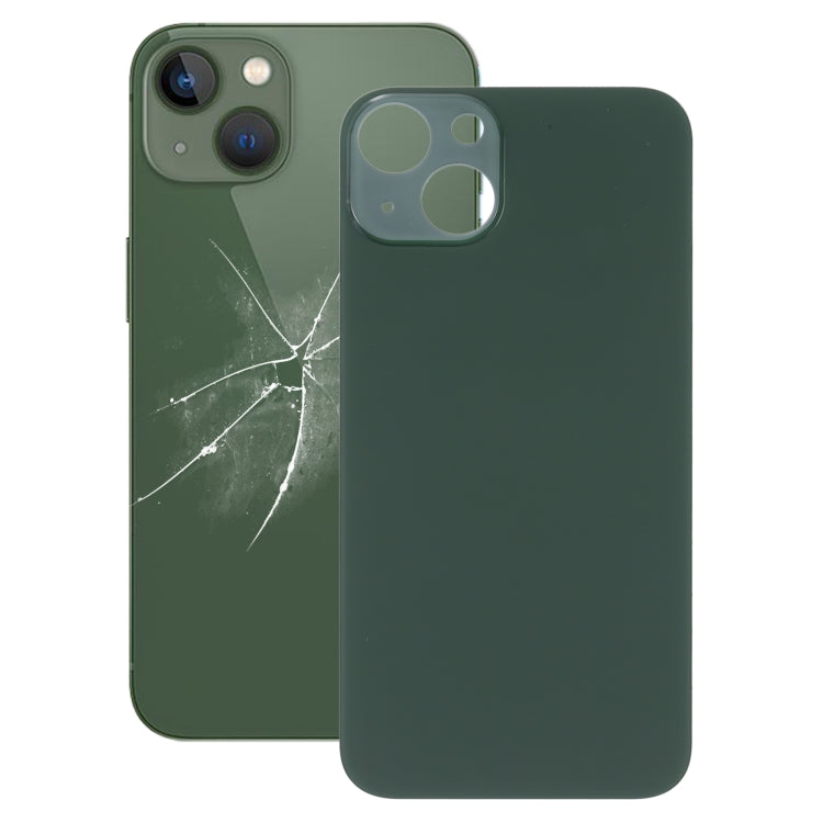 Easy Replacement Big Camera Hole Glass Back Battery Cover for iPhone 13(Green)
