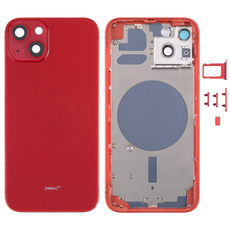 Back Housing Cover with SIM Card Tray & Side Keys & Camera Lens for iPhone 13(Red)