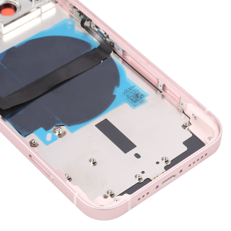 For iPhone 13 Battery Back Cover with Side Keys & Card Tray & Power + Volume Flex Cable & Wireless Charging Module(Pink)