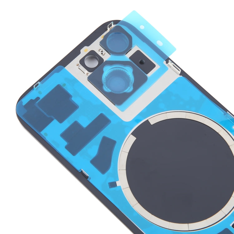 For iPhone 15 Battery Back Cover with Camera Lens Cover + MagSafe Magnet(Black)