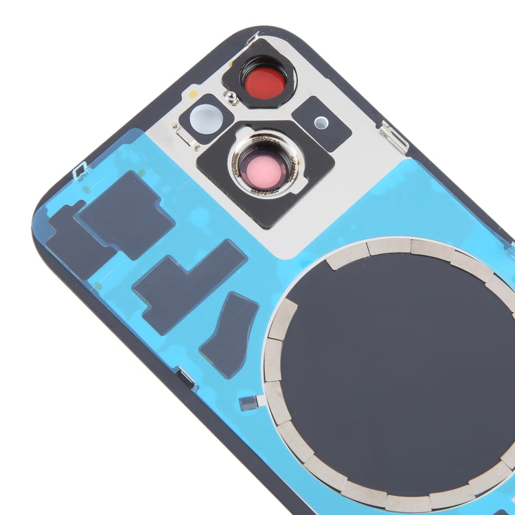 For iPhone 15 Battery Back Cover with Camera Lens Cover + MagSafe Magnet(Blue)