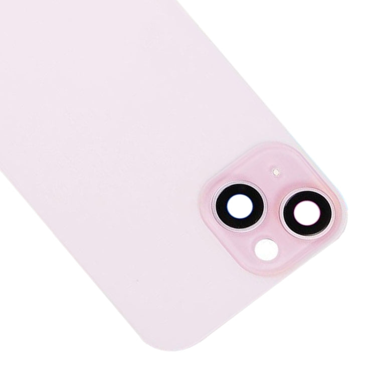 For iPhone 15 Glass Battery Back Cover with Flash Bracket + Wireless Charging Module(Pink)