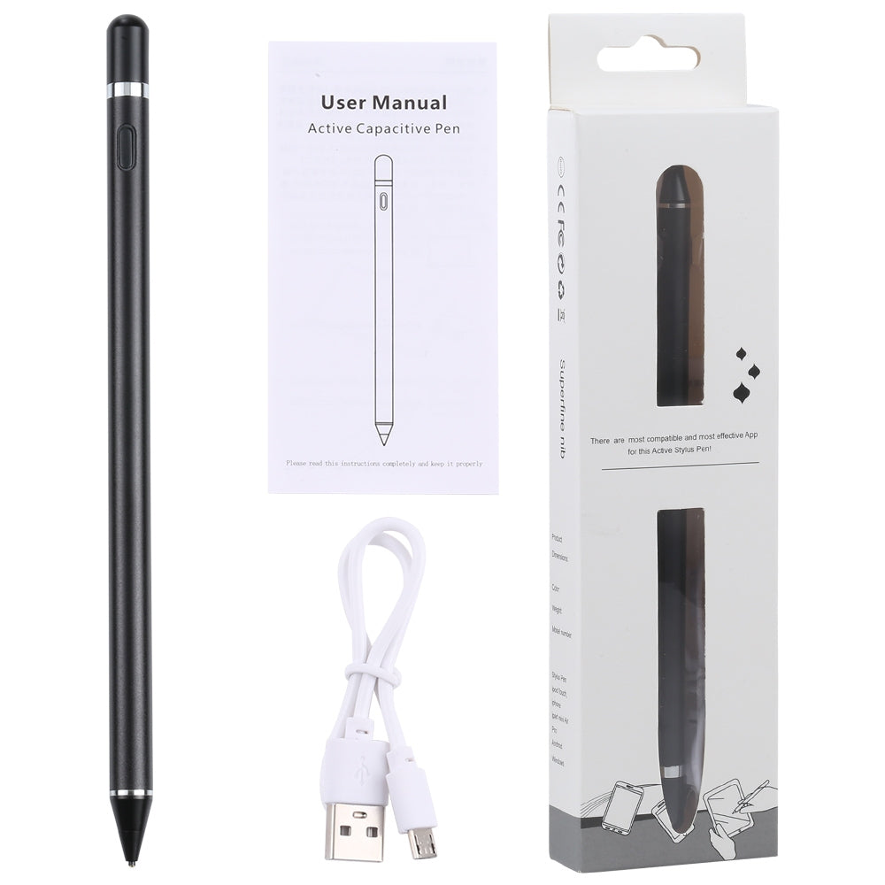 Universal Active Capacitive Stylus Pen(Black)