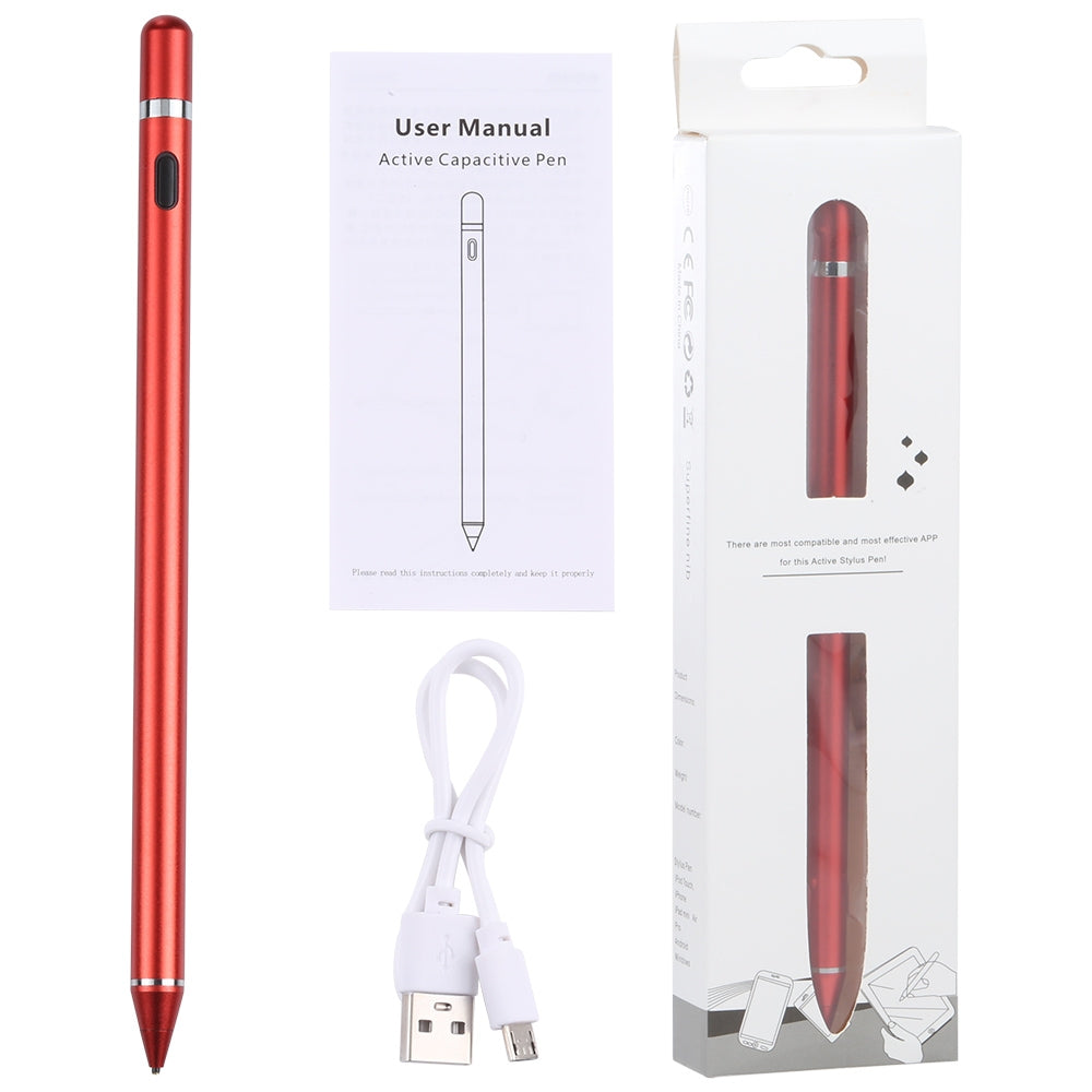 Universal Active Capacitive Stylus Pen(Red)
