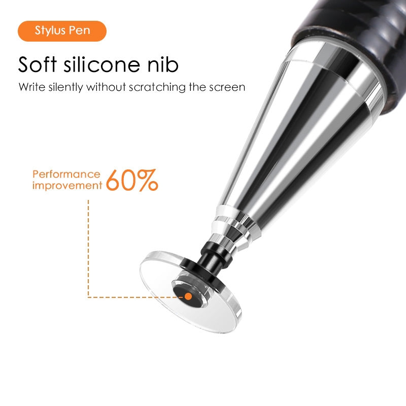 361 2 in 1 Universal Silicone Disc Nib Stylus Pen with Mobile Phone Writing Pen & Magnetic Cap(Black)