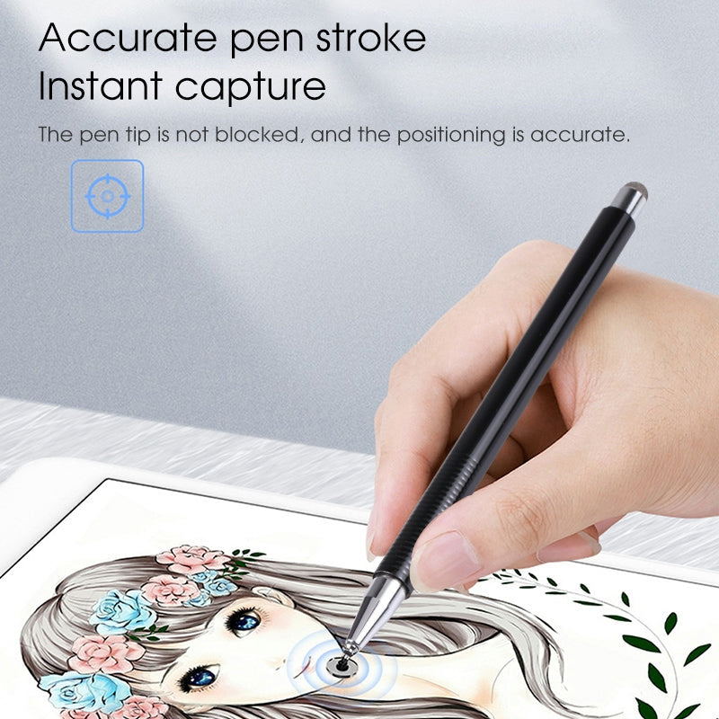 361 2 in 1 Universal Silicone Disc Nib Stylus Pen with Mobile Phone Writing Pen & Magnetic Cap(Black)