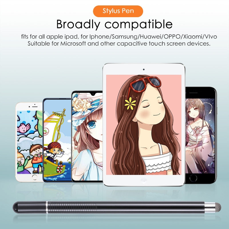 361 2 in 1 Universal Silicone Disc Nib Stylus Pen with Mobile Phone Writing Pen & Magnetic Cap(Black)