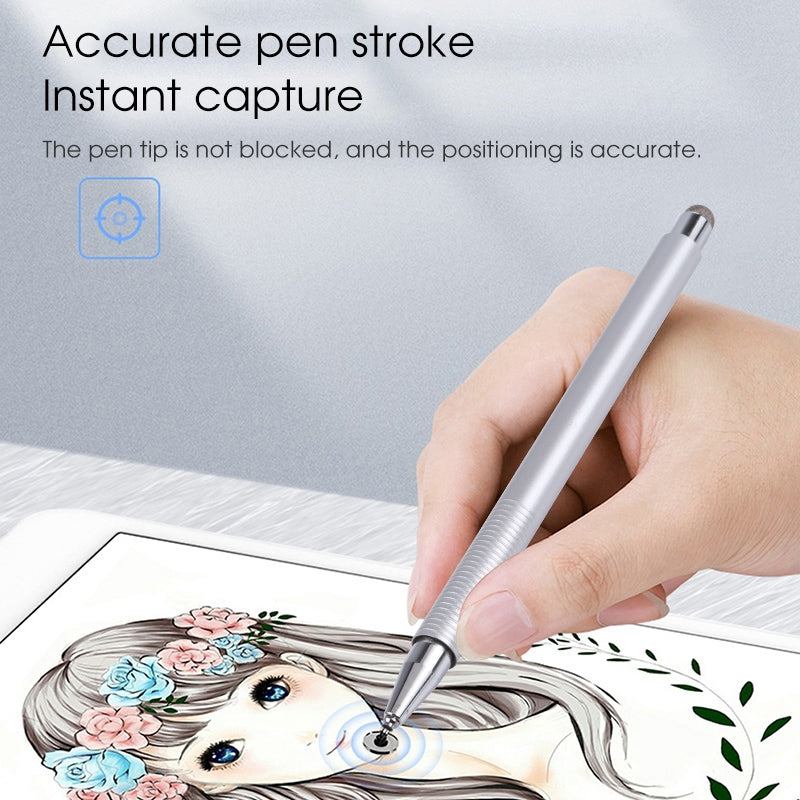 361 2 in 1 Universal Silicone Disc Nib Stylus Pen with Mobile Phone Writing Pen & Magnetic Cap(Silver)