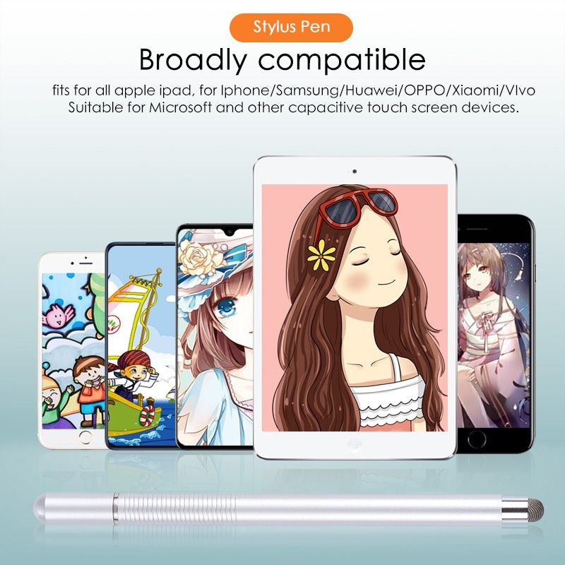 361 2 in 1 Universal Silicone Disc Nib Stylus Pen with Mobile Phone Writing Pen & Magnetic Cap(Silver)