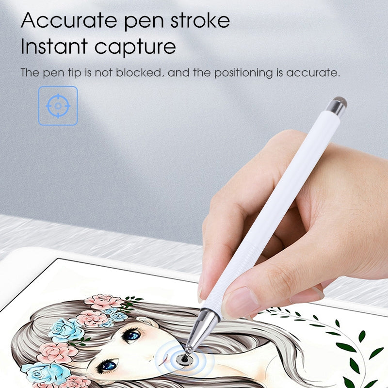361 2 in 1 Universal Silicone Disc Nib Stylus Pen with Mobile Phone Writing Pen & Magnetic Cap(White)