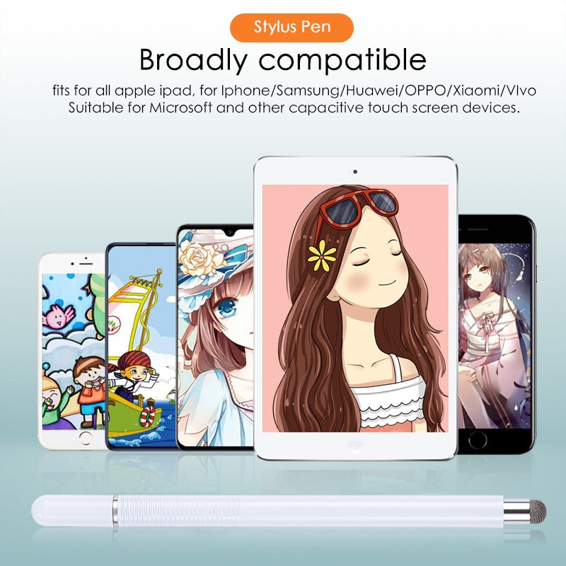361 2 in 1 Universal Silicone Disc Nib Stylus Pen with Mobile Phone Writing Pen & Magnetic Cap(White)