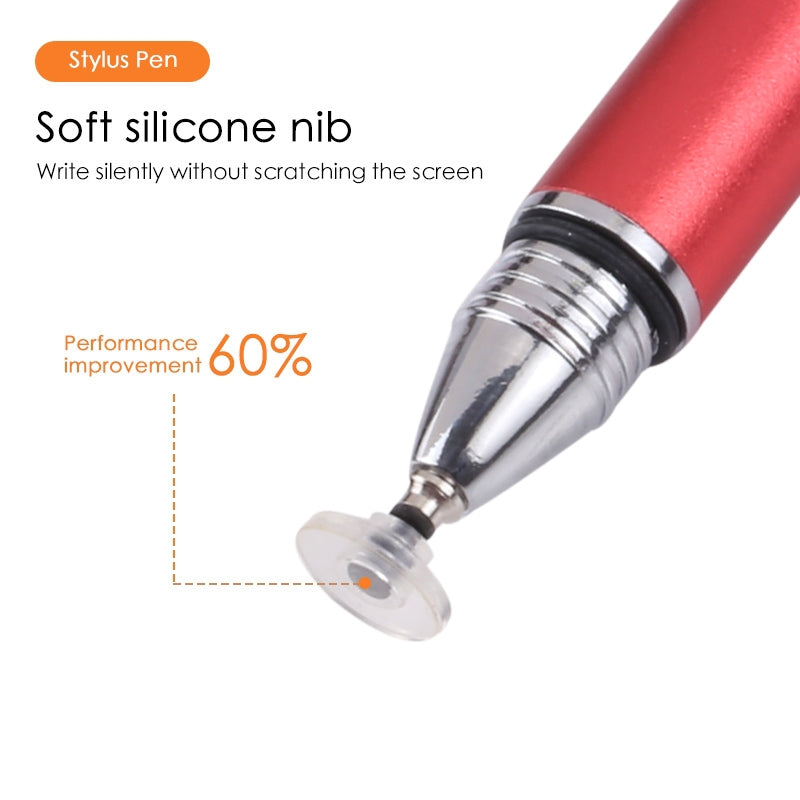 Universal Silicone Disc Nib Capacitive Stylus Pen (Red)
