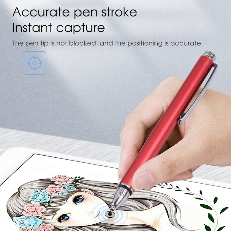 Universal Silicone Disc Nib Capacitive Stylus Pen (Red)