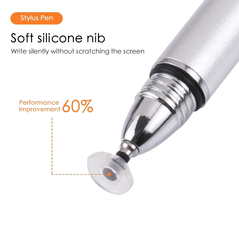 Universal Silicone Disc Nib Capacitive Stylus Pen (Silver)