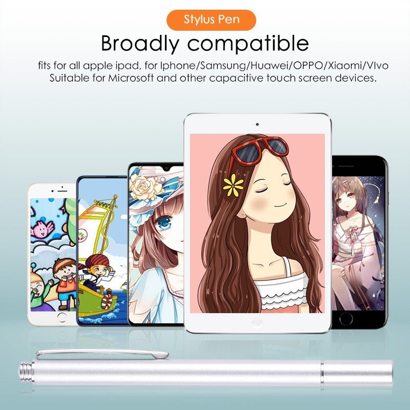 Universal Silicone Disc Nib Capacitive Stylus Pen (Silver)