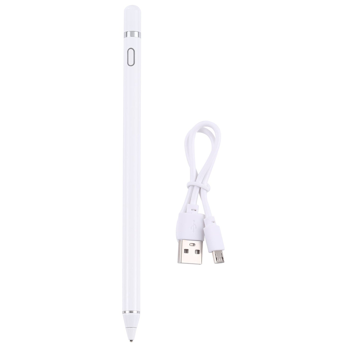 Pencil Universal Rechargeable Active Capacitive Stylus Pen with Magnetic Cap(White)