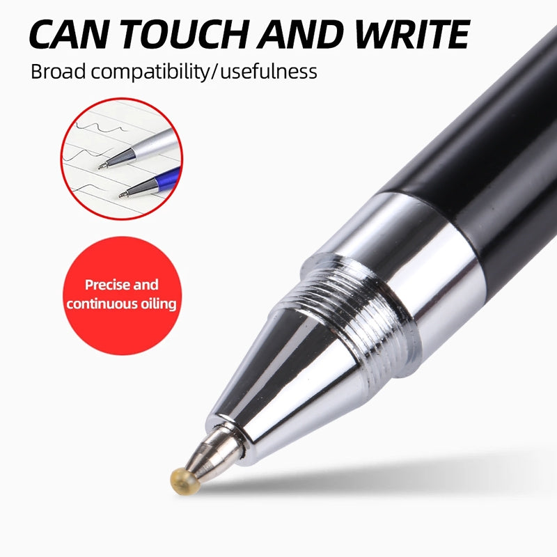 Pt360 2 in 1 Universal Silicone Disc Nib Stylus Pen with Common Writing Pen Function (Black)