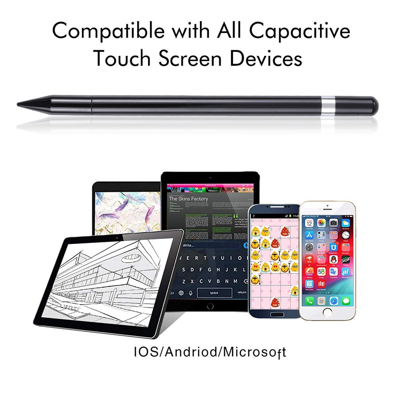 Pt360 2 in 1 Universal Silicone Disc Nib Stylus Pen with Common Writing Pen Function (Black)