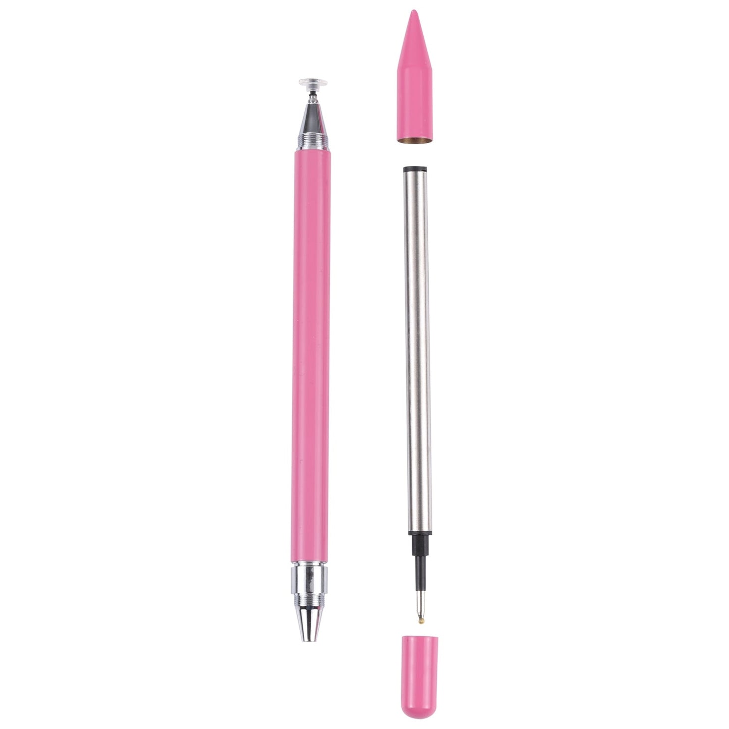 Pt360 2 in 1 Universal Silicone Disc Nib Stylus Pen with Common Writing Pen Function (Pink)