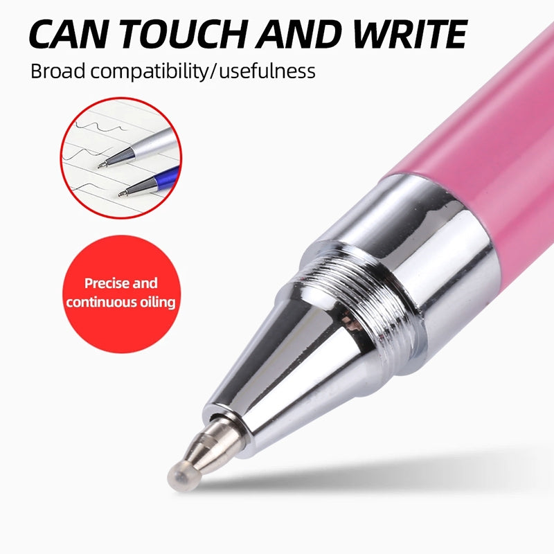 Pt360 2 in 1 Universal Silicone Disc Nib Stylus Pen with Common Writing Pen Function (Pink)