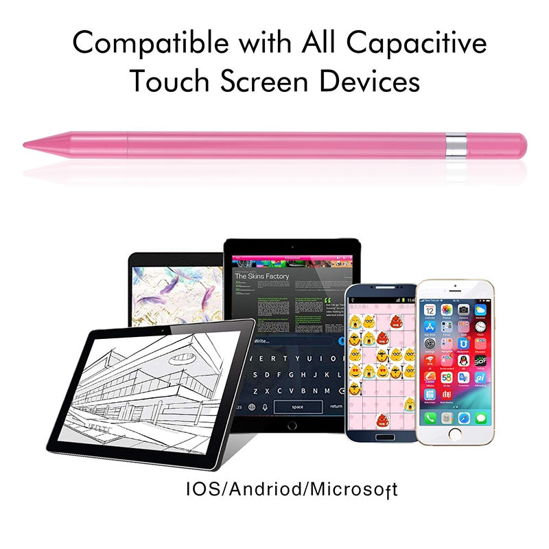 Pt360 2 in 1 Universal Silicone Disc Nib Stylus Pen with Common Writing Pen Function (Pink)