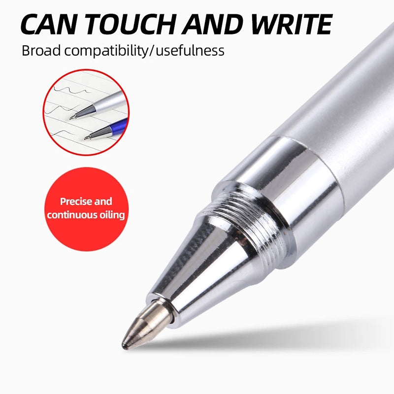 Pt360 2 in 1 Universal Silicone Disc Nib Stylus Pen with Common Writing Pen Function (Silver)