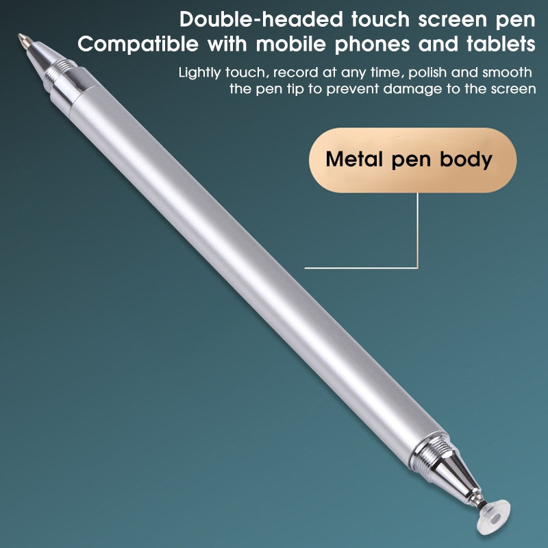 Pt360 2 in 1 Universal Silicone Disc Nib Stylus Pen with Common Writing Pen Function (Silver)