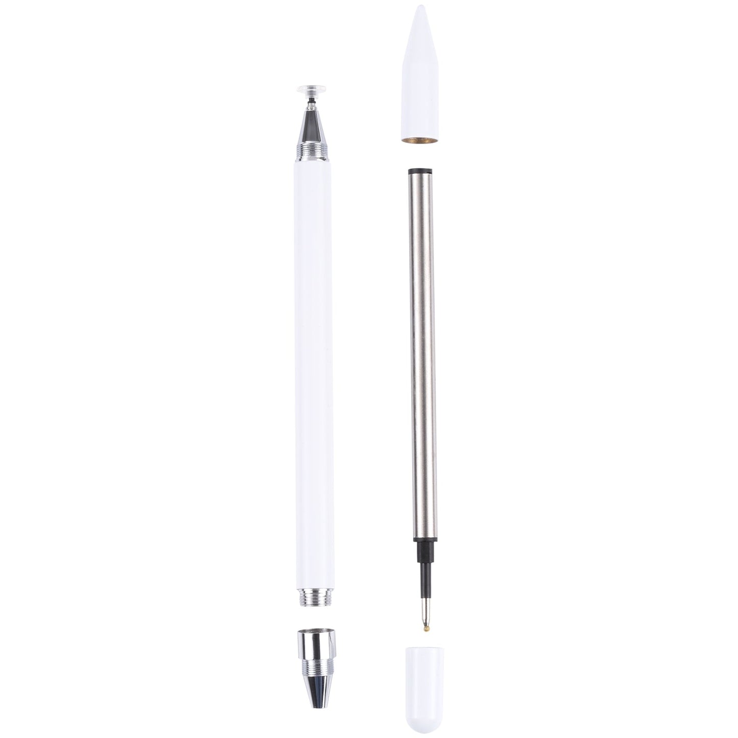 Pt360 2 in 1 Universal Silicone Disc Nib Stylus Pen with Common Writing Pen Function (White)