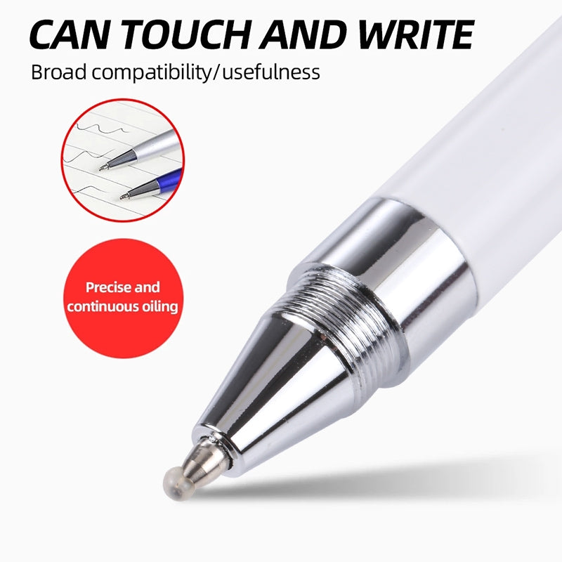 Pt360 2 in 1 Universal Silicone Disc Nib Stylus Pen with Common Writing Pen Function (White)
