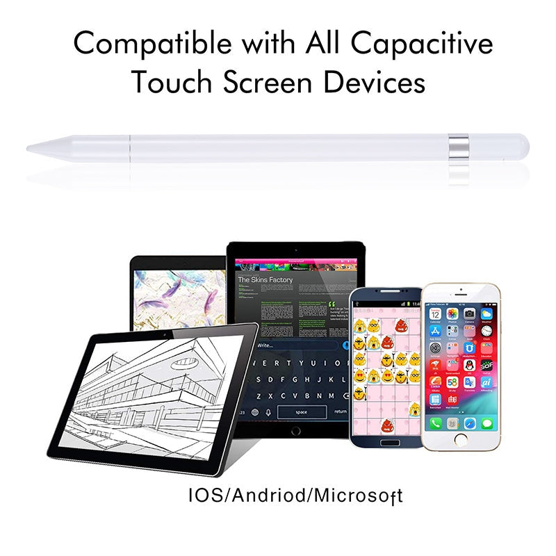 Pt360 2 in 1 Universal Silicone Disc Nib Stylus Pen with Common Writing Pen Function (White)